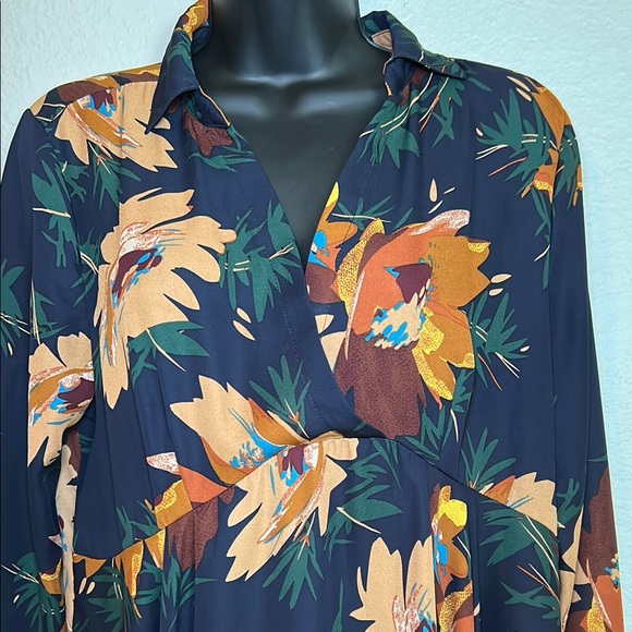 Umgee Navy Floral Long Sleeve Dress - Picture 3 of 8